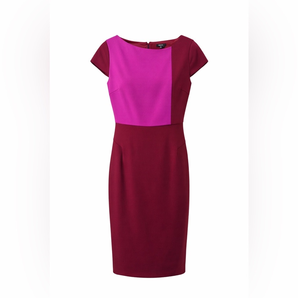 Raoul Colorblock Sheath Dress Pink Burgundy Cap Sleeve Work Dress